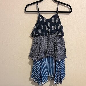 Hemant & Nandita Girl’s Blue Mixed Print Sleeveless Dress Langelook Vacation